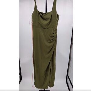 Lulu's Olive Green Sleeveless Draped Maxi Dress